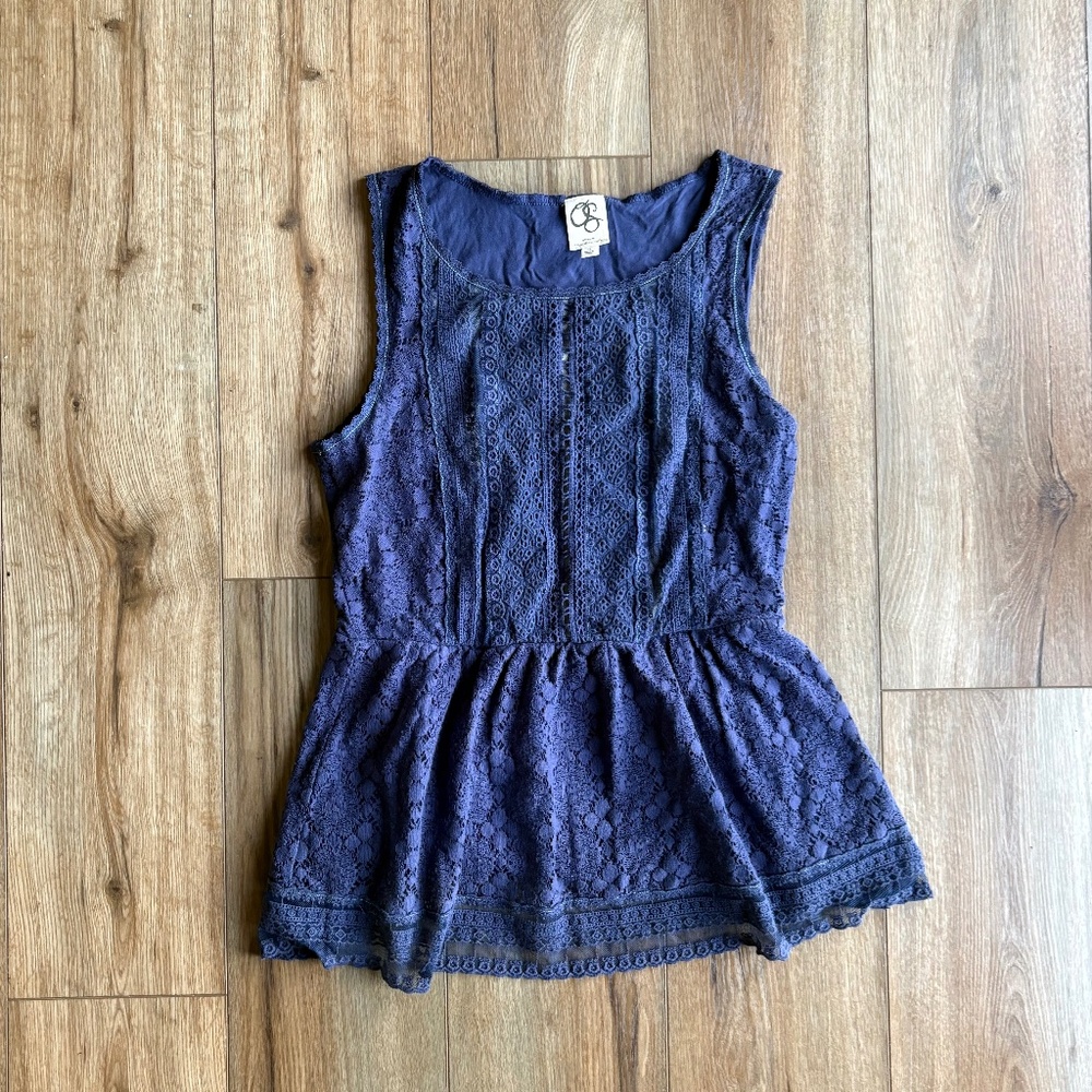 Anthropologie One September Coraline Peplum Top Boho Lace Women’s Size M - Picture 1 of 9